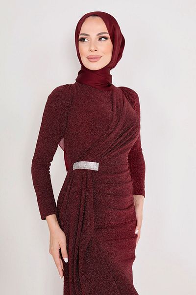 TOFİSA 23120-BORDO Βραδινό Φόρεμα