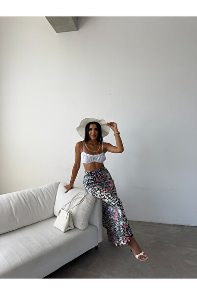 Fiori Luxury Maxi Satin Skirt - Elastic Waist