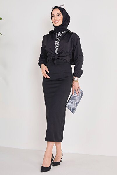 TOFİSA Közepes női fekete ceruzaszoknya - egyenes 23054