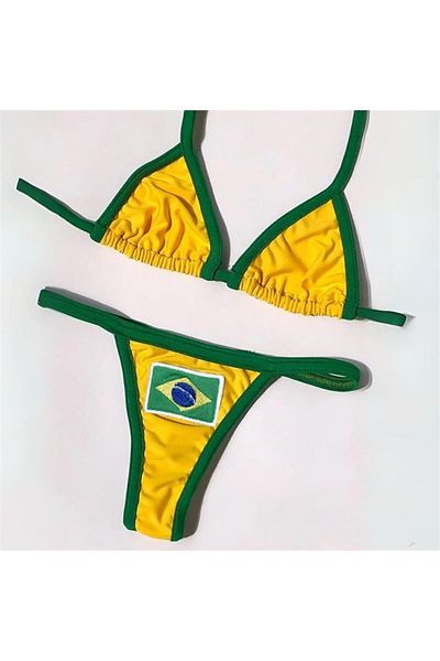 Köstebek Yellow Vintage Brasil Green Bikini Set - Mingalondon