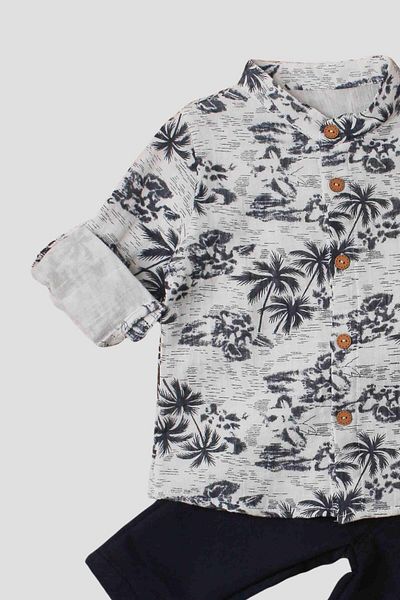Chicsy Baby Palm Tree Patterned 2-Piece Set with Muslin Shirt