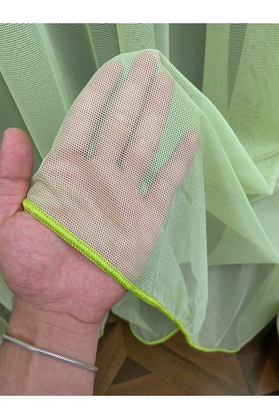 elision home Plain Tulle Curtain Grek Pistachio Green, 500x260, Sparse Pleat, 1/2