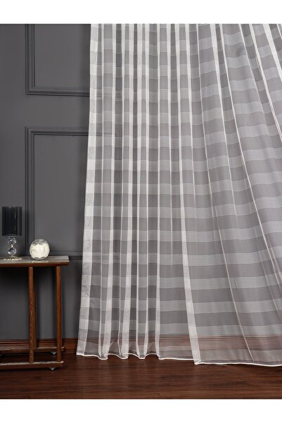 elision home Tape Striped Skirt Tip Leaded Tulle Curtain, Suitable for Living Room Guest Bedrooms Does Not Want Ironing
