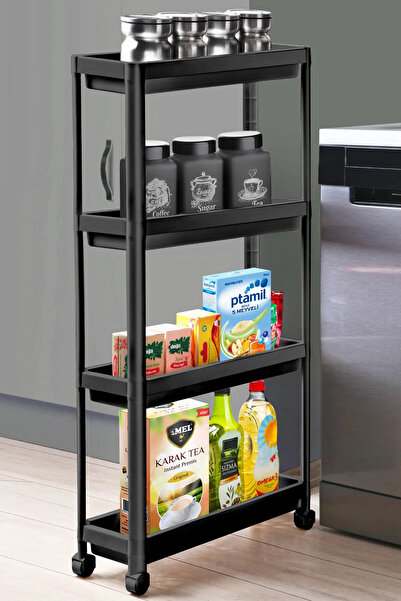 devigo Tekerlekli Raf Ünitesi 4 Katlı Mutfak Rafı Banyo Rafı Banyo Düzenleyic...