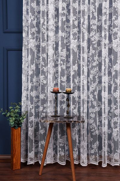 elision home Cloud Pattern Knitted Tulle Curtain, 350x250cm, 1/3 Tight Pleat, Elısıon03881