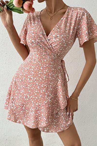 BELLA NOTTE Wraped Summer Dress - Pink Floral Printed