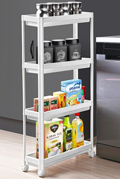 devigo Tekerlekli Raf Ünitesi 4 Katlı Mutfak Rafı Banyo Rafı Banyo Düzenleyic...