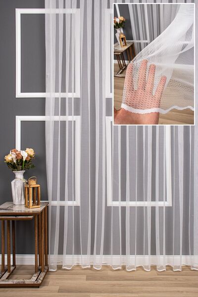 elision home Lena Pattern Pleteno Običan Til zavesa, 550x250, Gusto plisirano...