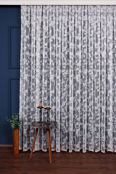 elision home Cloud Pattern Knitted Tulle Curtain, 350x250cm, 1/3 Tight Pleat, Elısıon03881