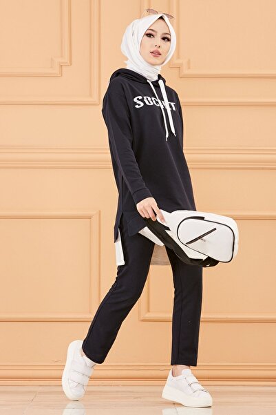 TOFİSA Γυναικείο τουνίκ παντελόνι Navy Blue - Straight Medium 3553