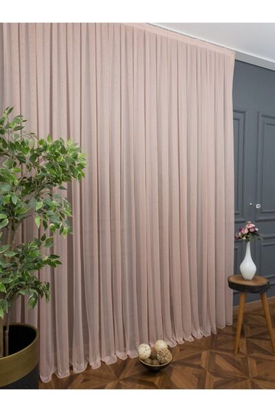 elision home Powder Grek Tulle Curtain Honeycomb Floor 300x260cm (1x2) Sparse Pleat Elıon00101