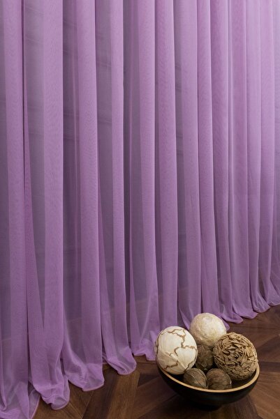 elision home Plain Tulle Curtain Grek Lilac, 550x260, Sparse Pleat, 1/2