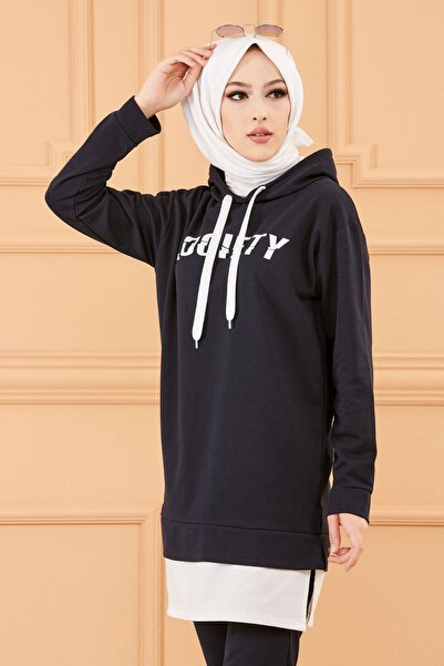 TOFİSA Γυναικείο τουνίκ παντελόνι Navy Blue - Straight Medium 3553