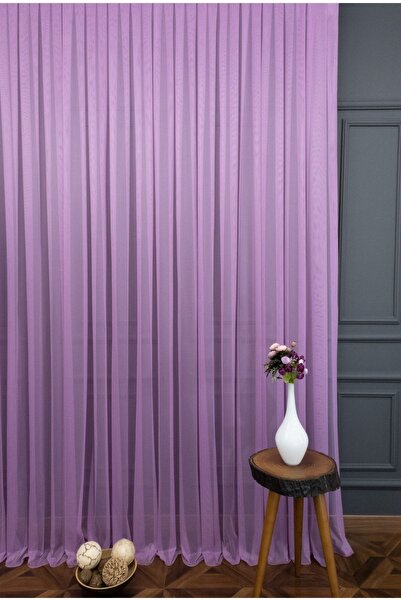 elision home Plain Tulle Curtain Grek Lilac, 550x260, Sparse Pleat, 1/2