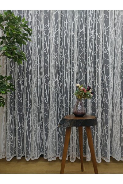 elision home Tree Pattern French Lace Tulle Curtain, 250x250, Sparse Pleat, 1/2