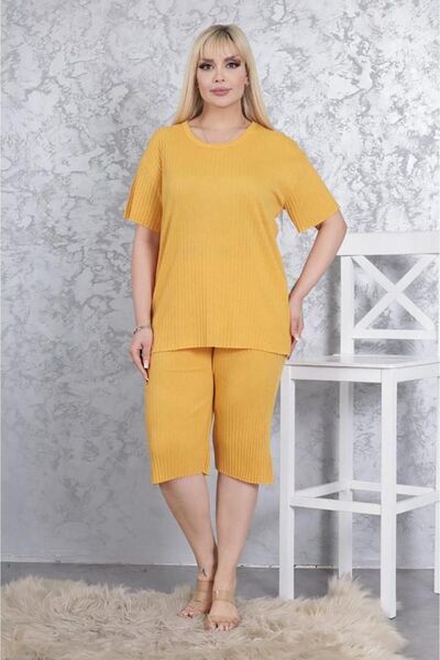 Freeista Dark Yellow Large Size Capri Pajama Set