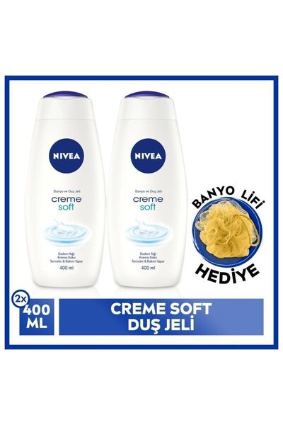 NIVEA Creme Soft Kremsi Dokunuş Banyo Ve Duş Jeli 2x400ml Banyo Lifi