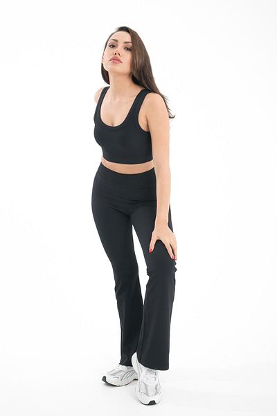 Comm-Ci Leliel High Waist Ribbed Spanish Leg Trousers