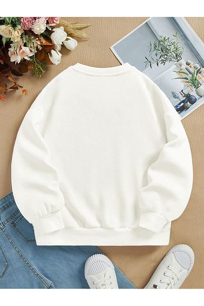 Ginevra Women's Oversize Crew Neck Basic Plain Sweatshirt