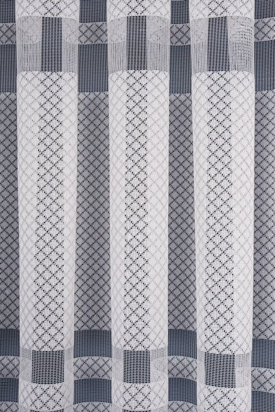 elision home Ecru Knitted Transverse Striped Tulle Curtain, 200x250cm, 1/2 Sparse Pleat, Elıon04601