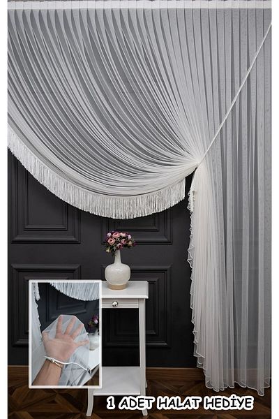 elision home False Double Breasted Greek Tulle with Tassels - Collected on the Right Side (1 Rope Gift), Skirt with Lead