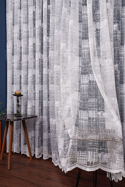 elision home Sports Pattern Lace Tulle Curtain, 300x250cm, 1/2 Sparse Pleat, Elısıon02701