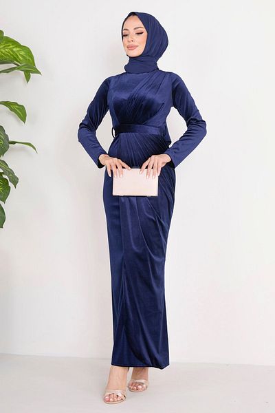 TOFİSA 23122-NAVY BLUE Večerní šaty