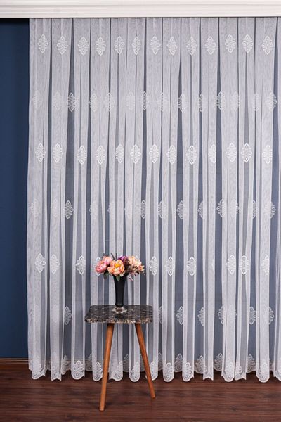 elision home ستارة من التول المحبوك بنمط الداماكس، 350 × 250 سم، 1/3 ثنيات ضيقة، Elıon01581