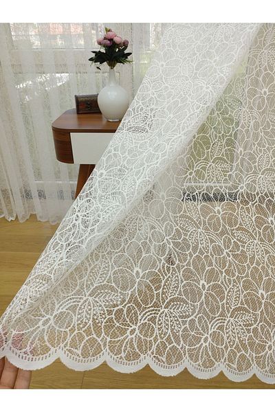 elision home Custom Knitted Textured Tulle Curtain, 200x250, Normal Pleat, 1/2.5
