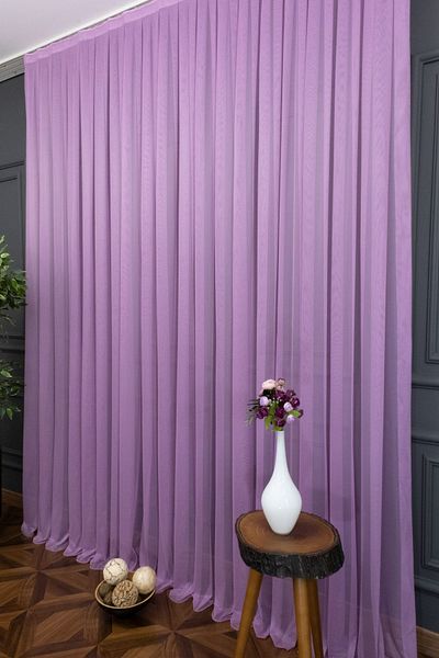 elision home Plain Tulle Curtain Grek Lilac, 550x260, Sparse Pleat, 1/2