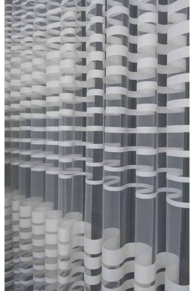 elision home Sport Pattern Taped Tulle Curtain, 250x250, Sparse Pleat, 1/2