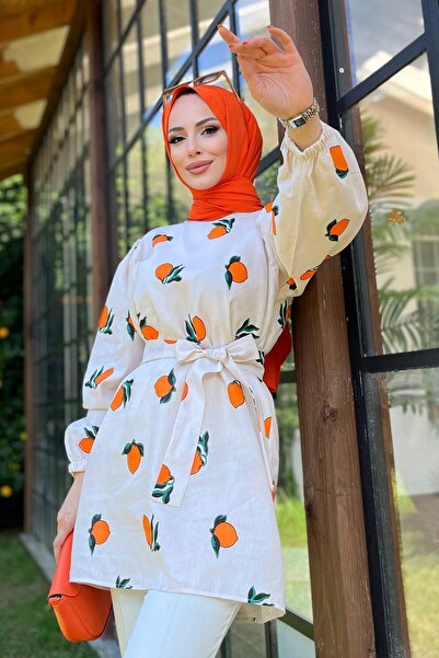 TOFİSA Orange Women's Tunic - Plain Crew Neck - 11551