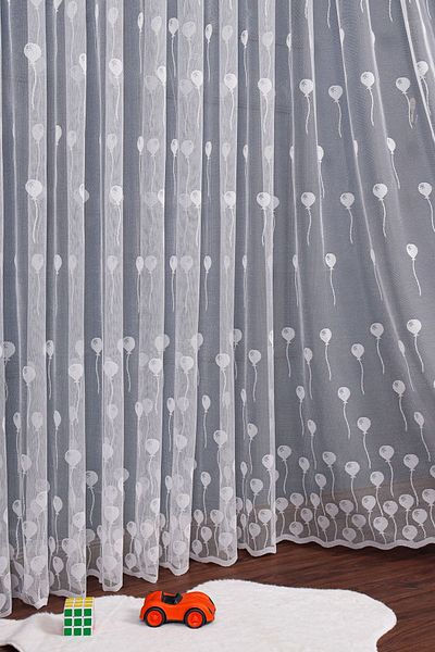 elision home Balloon Patterned Knitted Tulle Curtain, 300x260cm, 1/2,5 Normal Pleat, Elısıon03741
