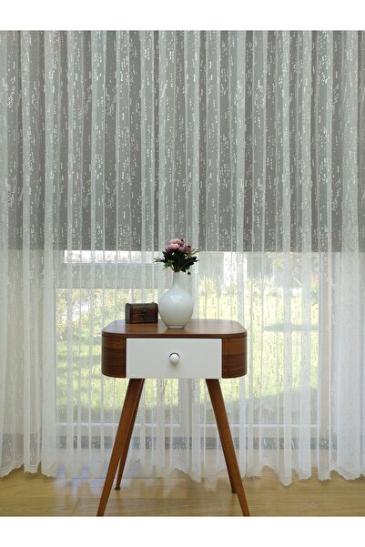 elision home Custom Knitted Textured Tulle Curtain, 250x250, Regular Pleat, 1/2.5