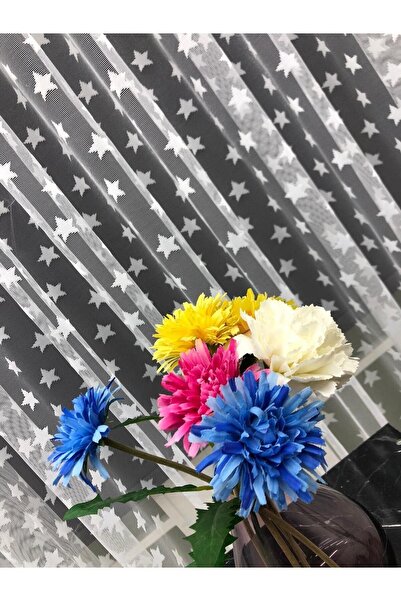 elision home Star Patterned Tulle Curtain - 350x270, Tight Pleat, 1/3