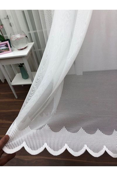 elision home Custom Knitted Textured Tulle Curtain, 450x270, Normal Pleat, 1/2.5