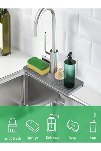 Bayev 4 Pieces Elastic Faucet Mat Water Holder Organizer Non-Slip Base Organizer Kitchen Bathroom Sink