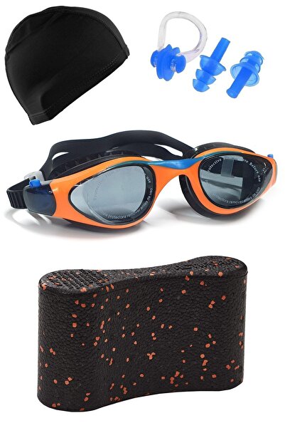 Tosima Pro Swimmer Set Swimming Goggles and Lycra Bonnet Earplugs Nose Clip a...