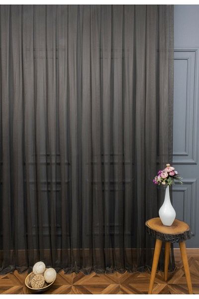 elision home Brown Grek Tulle Curtain 350x250cm Sparse Pleat 1/2