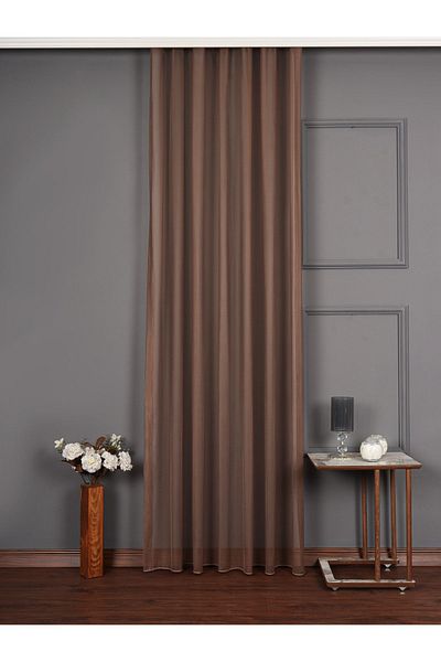 elision home Κουρτίνα φόντου από γαλλικό τούλι Extrafor Color Mink - Δαντέλα
