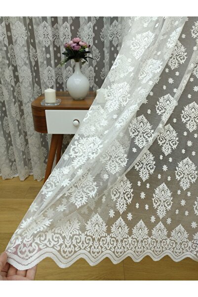 elision home Екрю Дамакс в'язана тюлева штора, 450x250, нормальний ворс, 1/2,5