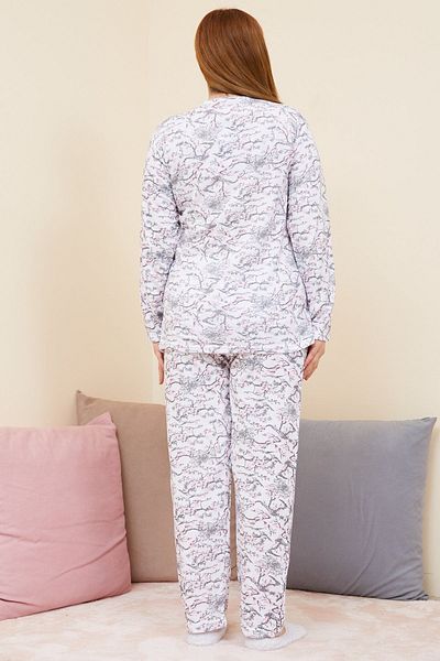 Freeista Grey-pink Plus Size Pajama Set