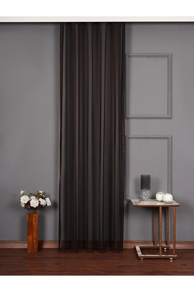 elision home Καφέ Grek Tulle Backdrop Κουρτίνα Extrafor Gathered (Δώρο με κορδόνια)