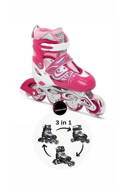 TOPROCKSTORE Lighted Kids Roller Skates Silicone Adjustable Wheel Metal Body with Numbers