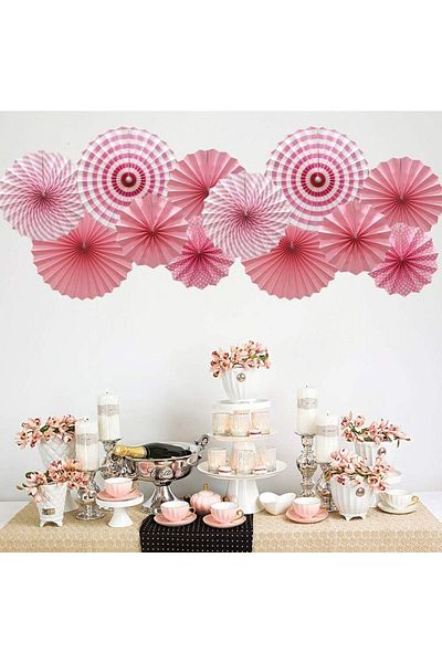 Big Party Fan Pink Set of 6