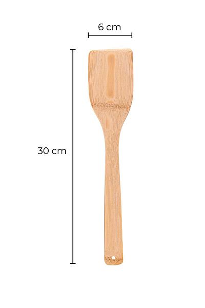 Nikadu Bamboo Ravili 4-Piece White Spoon Set - Tongs Spatula