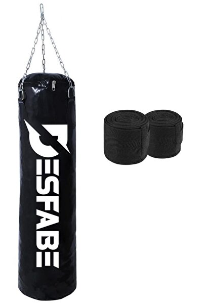 desfabe Boxing Star 70x25 Cm Zincirli Boks Kum Torbası Siyah El Sargı Bandajı