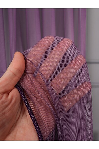 elision home Purple Gray Tulle Background Curtain Extraphore Drawstring (Tie-Up Gift)