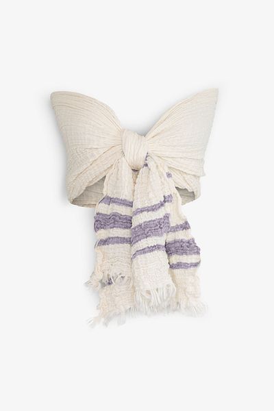 JOJOMIA Colorful Striped Tie-Up Bustier - Muslin Cotton, 35x155cm Scarf