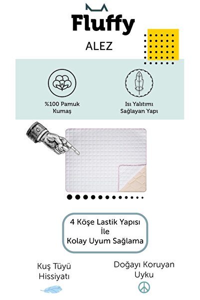 Hibboux Пухнастий бавовняний, пральний, 4 кутові гумки, розкішний наматрацник